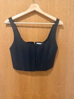 Alice + Olivia Black Structured Cropped Tank Top